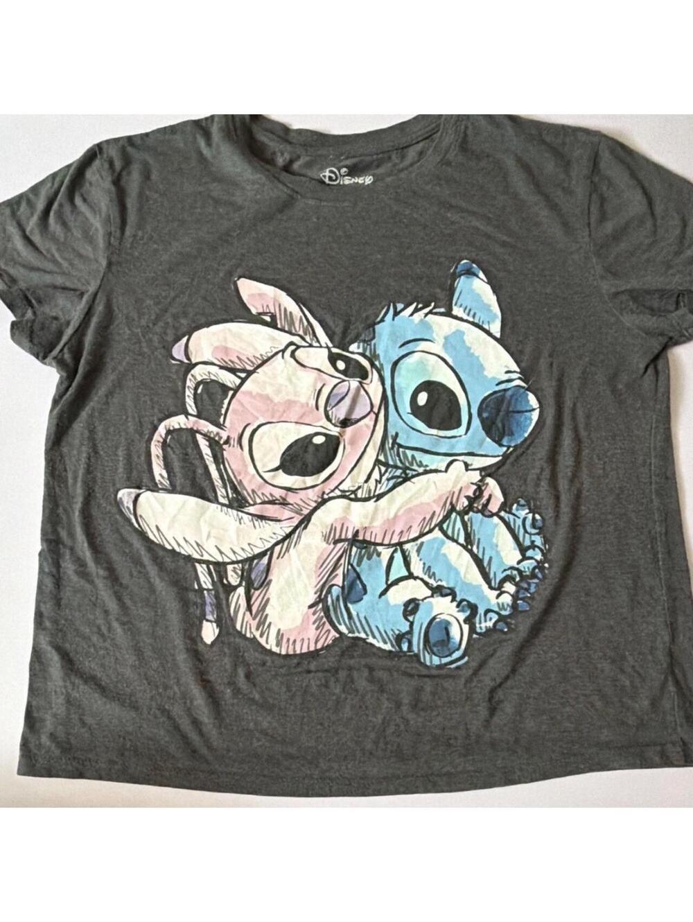 Disney Women's Grey and Black Tshirt
